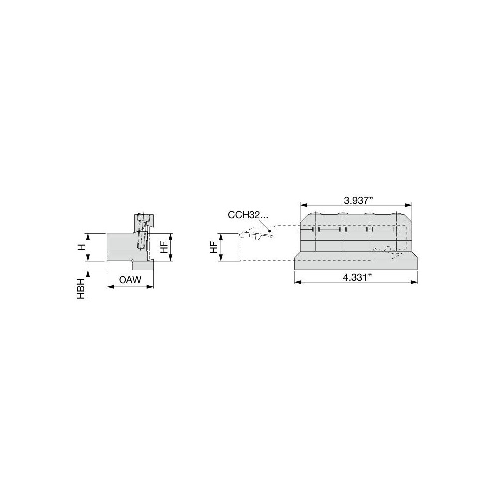 Tungaloy Tool Block Style CCBS, 3/4" Blade Height, 1.49" OAL, Indexable Cutoff Blade Tool Block - 6817334