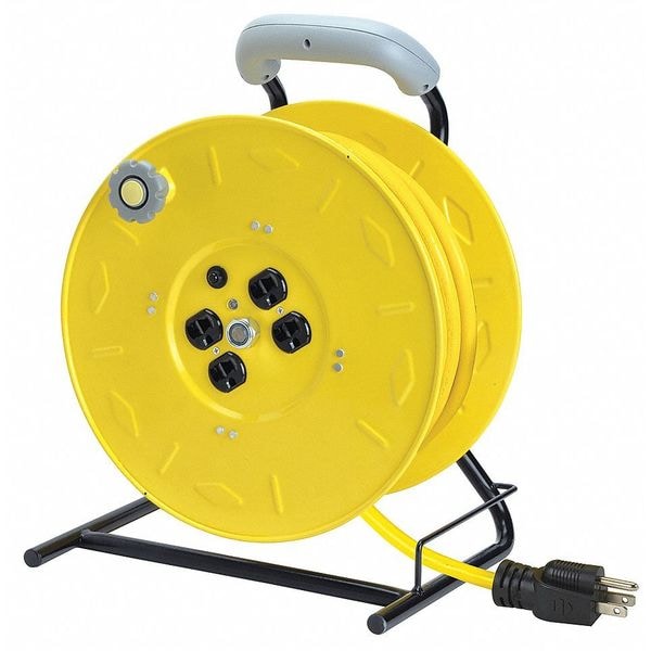 Lumapro 100 ft. 12/3 Extension Cord Reel 13 Amps 4 Outlets 120VAC Voltage - 22M975