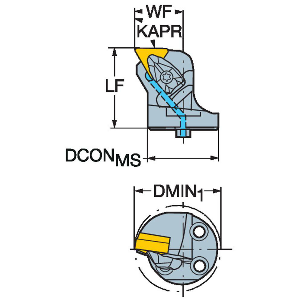 Sandvik Coromant Modular Turning & Profiling Head: Size 40, 36 mm Head Length, Internal or External, Right Hand - 5764336