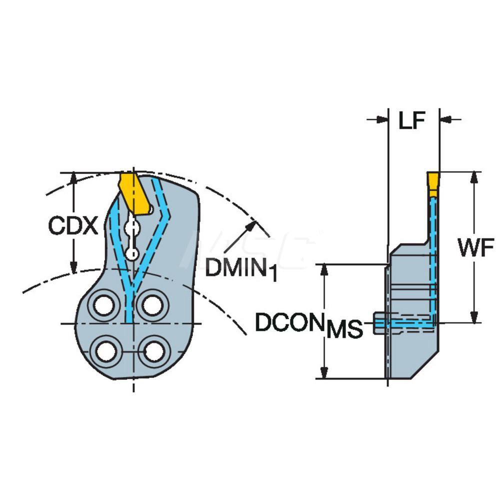 Sandvik Coromant Modular Grooving Head: Right Hand, Cutting Head, System Size 40, Uses QD Size G Inserts - 6427831