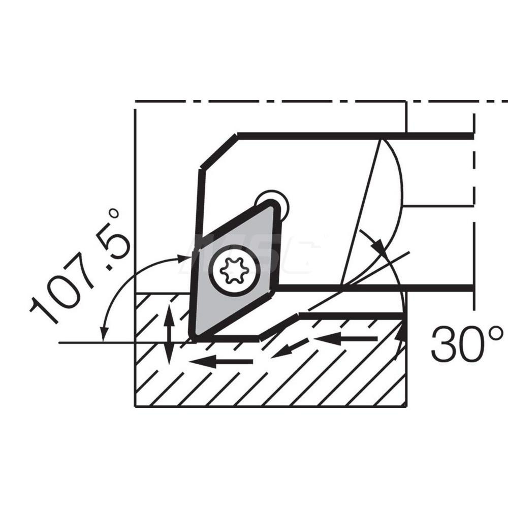 Kyocera Indexable Boring Bar: S12RSDUCR3, 0.7500" Min Bore, Right Hand, 3 deg Lead, Steel - THC89280