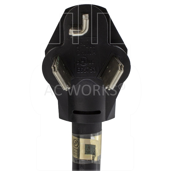 Ac Works STW; Cold Weather Extension Cord, 10 AWG, Indoor/Outdoor, 10/3, 1 Outlets, 10-30R, Black, PVC - 1030PR-010
