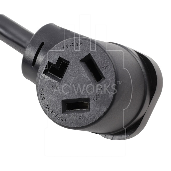 Ac Works STW; Cold Weather Extension Cord, 10 AWG, Indoor/Outdoor, 10/3, 1 Outlets, 10-30R, Black, PVC - 1030PR-010
