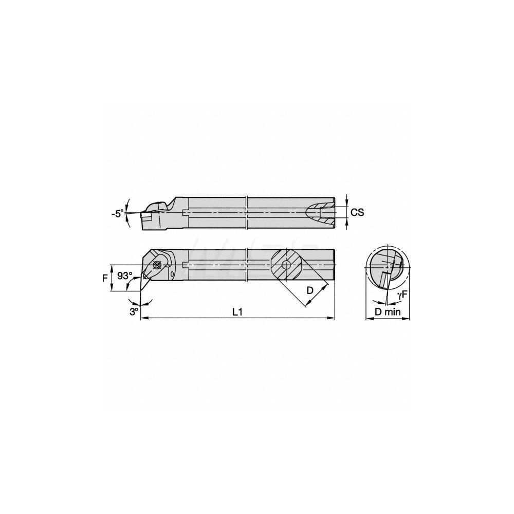Kennametal Indexable Boring Bar: A32SDVUNR16KC04, 40.00 mm Min Bore, Right Hand, 32.00 mm Shank Dia, 3 deg Lead, Steel - 2441916