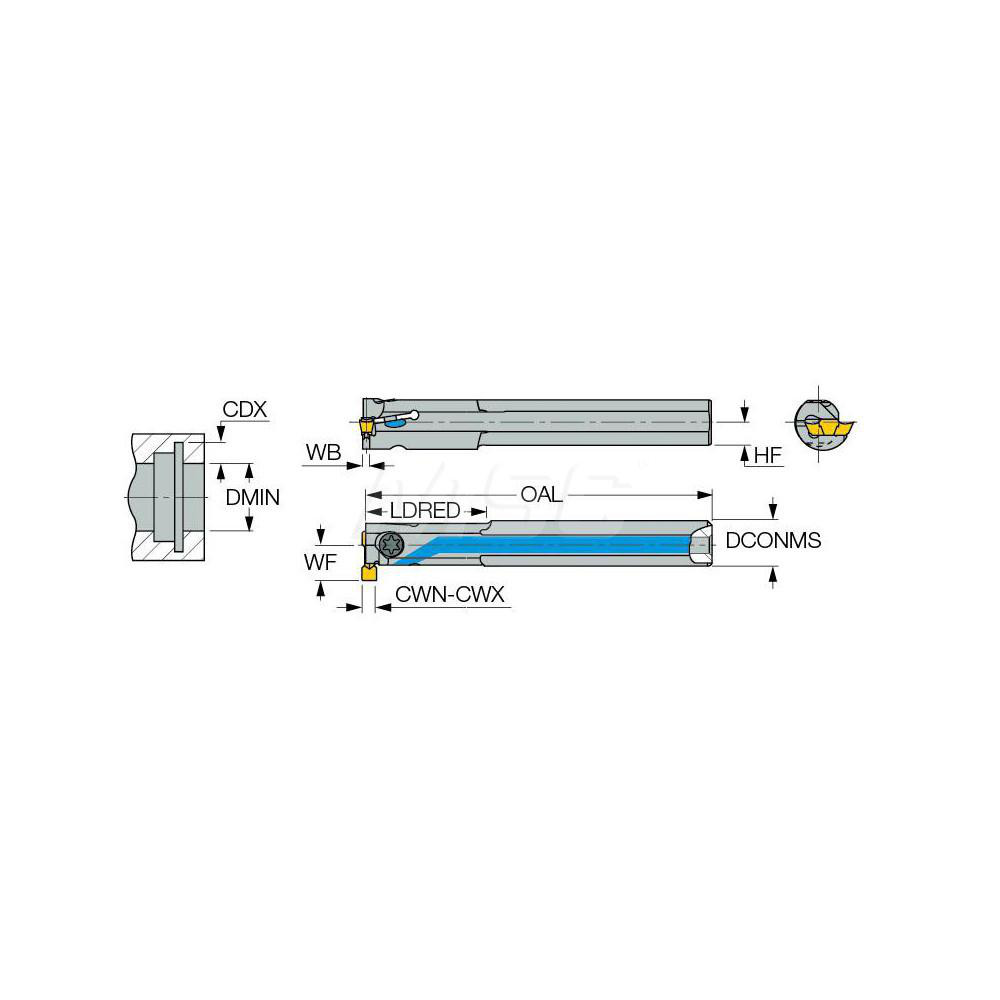 Iscar Indexable Grooving Toolholder:  GEHIR 12.7-14-3, 0.1260" Max Groove Width - 2801139