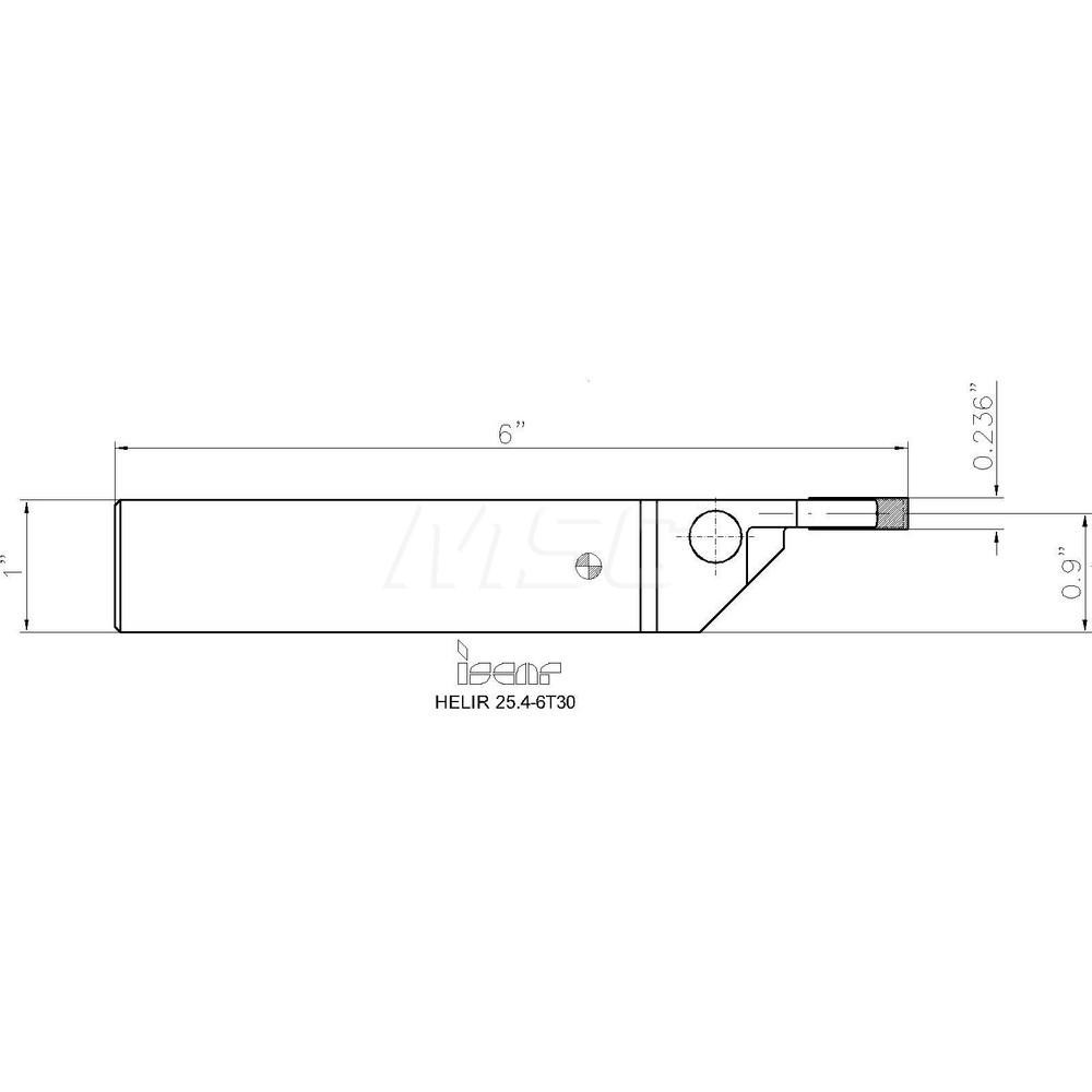 Iscar Indexable Grooving Toolholder: HELIR 25.4-6T30, External, Right Hand, 2.36" Max Workpiece Dia - 2500456