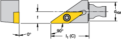 Kennametal Modular Turning & Profiling Head: Size KM16, 20 mm Head Length, External, Right Hand - 1884683