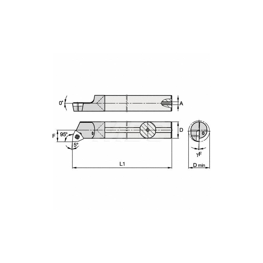 Kennametal Indexable Boring Bar: E04SWLPL15 KWH, 8.15 mm Min Bore, Left Hand, 6.35 mm Shank Dia, -3 deg Lead, Solid Carbide - 1152753