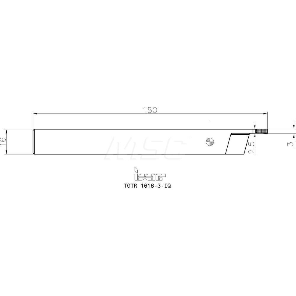 Iscar Indexable Grooving-Cutoff Toolholder: TGTR1616-3, 2.8 to 3.5 mm Groove Width, 17.5 mm Max Depth of Cut, Right Hand - 2301911