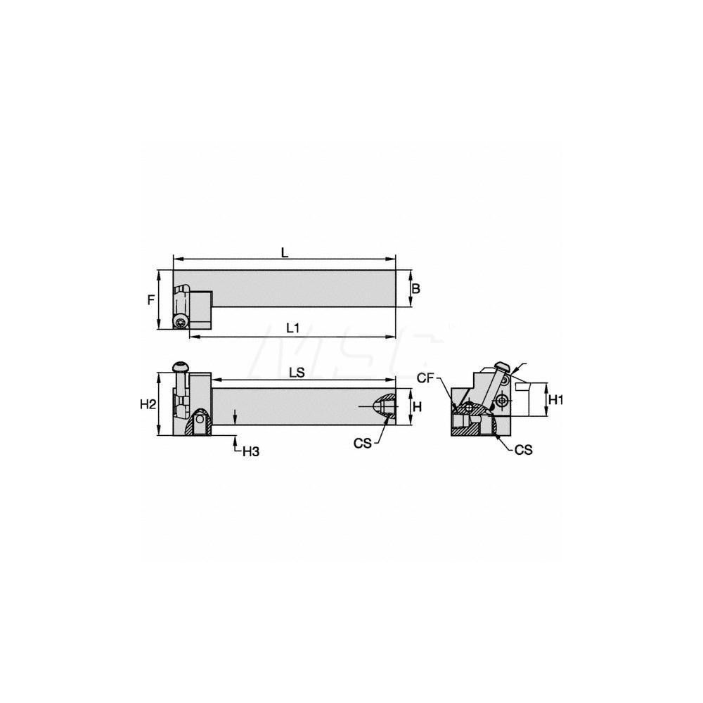 Kennametal Indexable Cutoff Toolholder: 1" Max Depth of Cut, 1" Max Workpiece Dia, Left Hand - 5979197