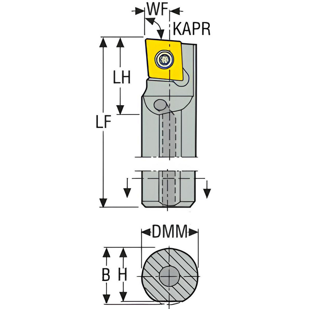 Seco Indexable Boring Bar: A08F-SCLDR04, 8.50 mm Min Bore, Right Hand, 8.00 mm Shank Dia, 95 deg Lead, Steel - 00054692