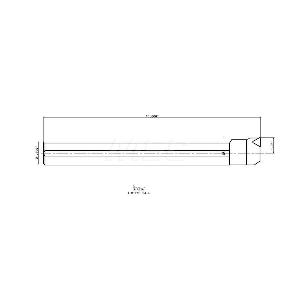 Iscar Indexable Boring Bar: A-MTFNR 24-4 COM, 2.0620" Min Bore, Right Hand - 3600811