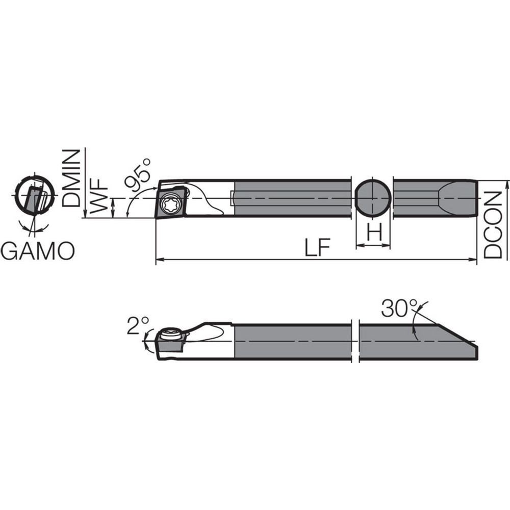 Kyocera Indexable Boring Bar: C045XSCLCR03050EZP, 5.00 mm Min Bore, Right Hand, 4.50 mm Shank Dia, Steel & Solid Carbide - THC14611