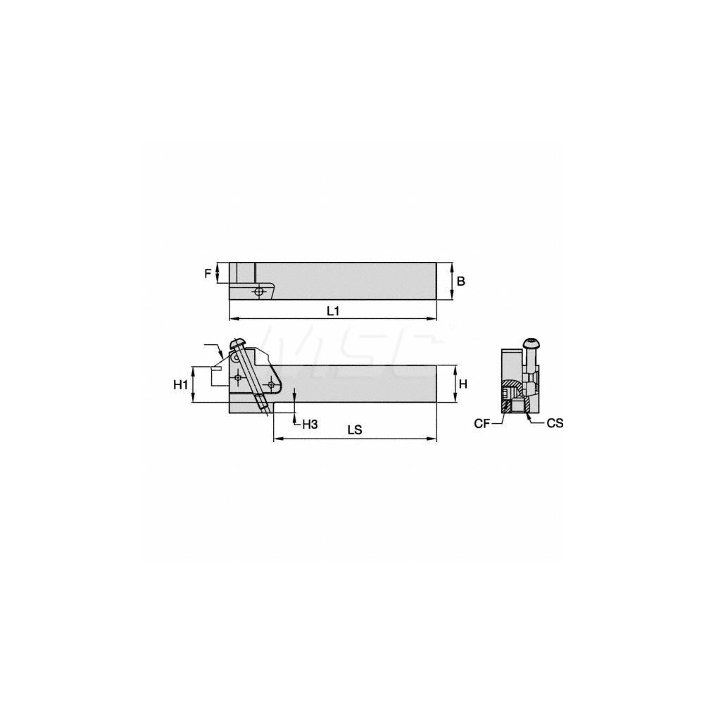 Kennametal Indexable Grooving-Cutoff Toolholder: KGMSR2065N, Right Hand - 3557104