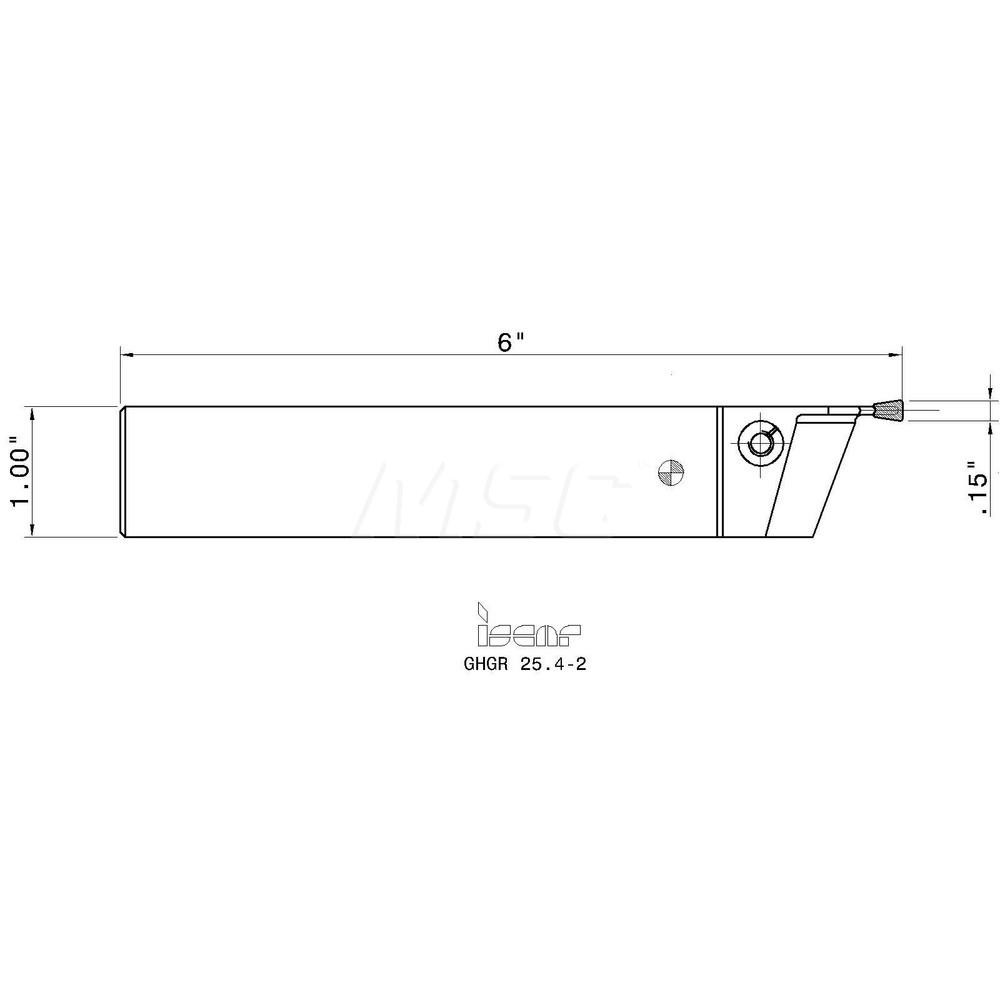 Iscar Indexable Grooving Toolholder: GHGR 25.4-2, External, Right Hand, 1.34" Max Workpiece Dia - 2800606