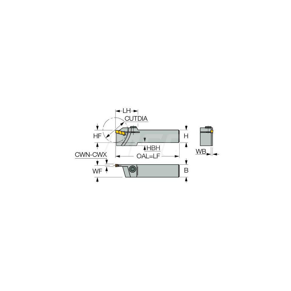 Iscar Indexable Grooving Toolholder: GHGR 25.4-2, External, Right Hand, 1.34" Max Workpiece Dia - 2800606