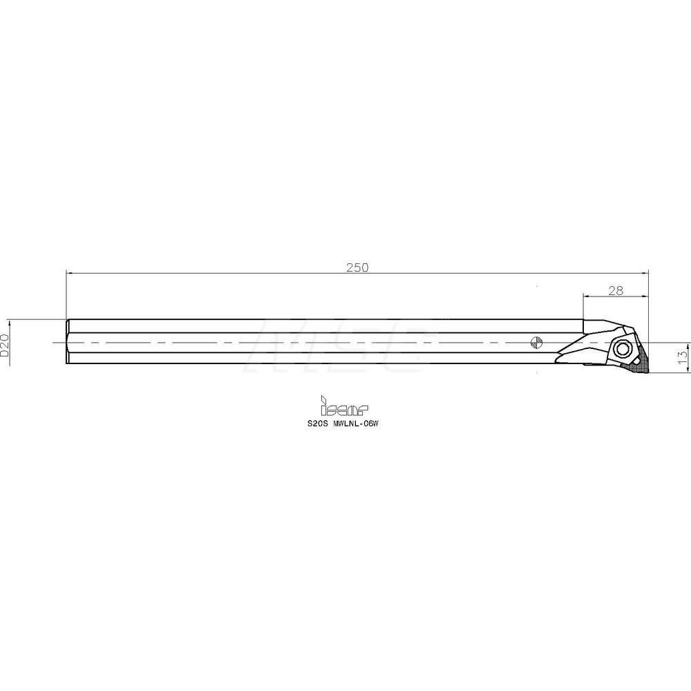 Iscar Indexable Boring Bar: S20SMWLNL-06W, 25.00 mm Min Bore, Left Hand, 20.00 mm Shank Dia, Steel - 3601308