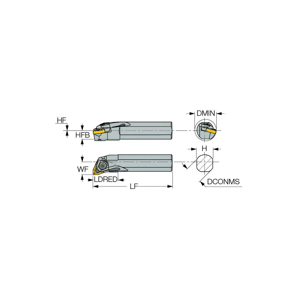 Iscar Indexable Boring Bar: A-MWLNR 16-4W, 1.2200" Min Bore, Right Hand, Steel - 3601359