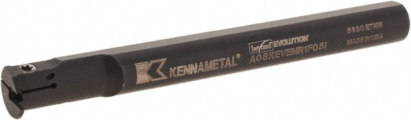 Kennametal Indexable Boring Bar: A08KEVEML0205I, 5/8" Min Bore Dia, Left Hand Cut, 1/2" Shank Dia, 90 ° Lead Angle, Steel - 5980673