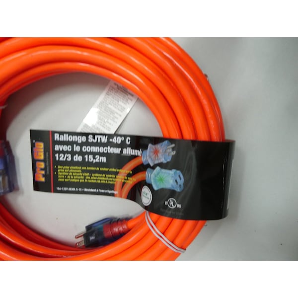 Century SJTW Extension Cord, 12 AWG, 12/3, 50 ft - D17442050