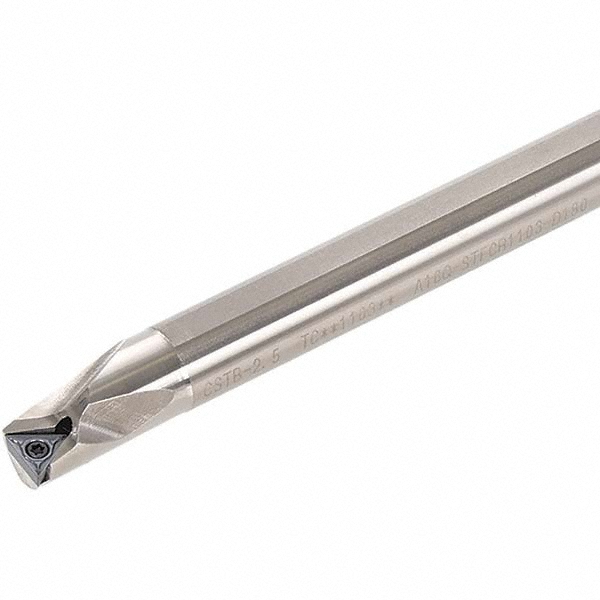 Tungaloy Indexable Boring Bar: E06-STFCR2-D08, 1/2" Min Bore, 3/8" Shank Dia, 91 deg Lead, Solid Carbide - 6862393