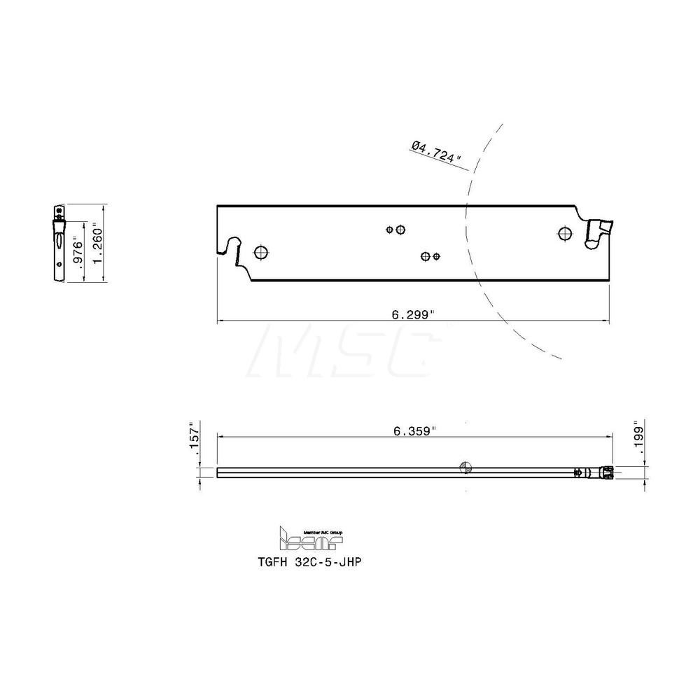 Iscar TGFH Double End Neutral Indexable Cutoff Blade - 2302505