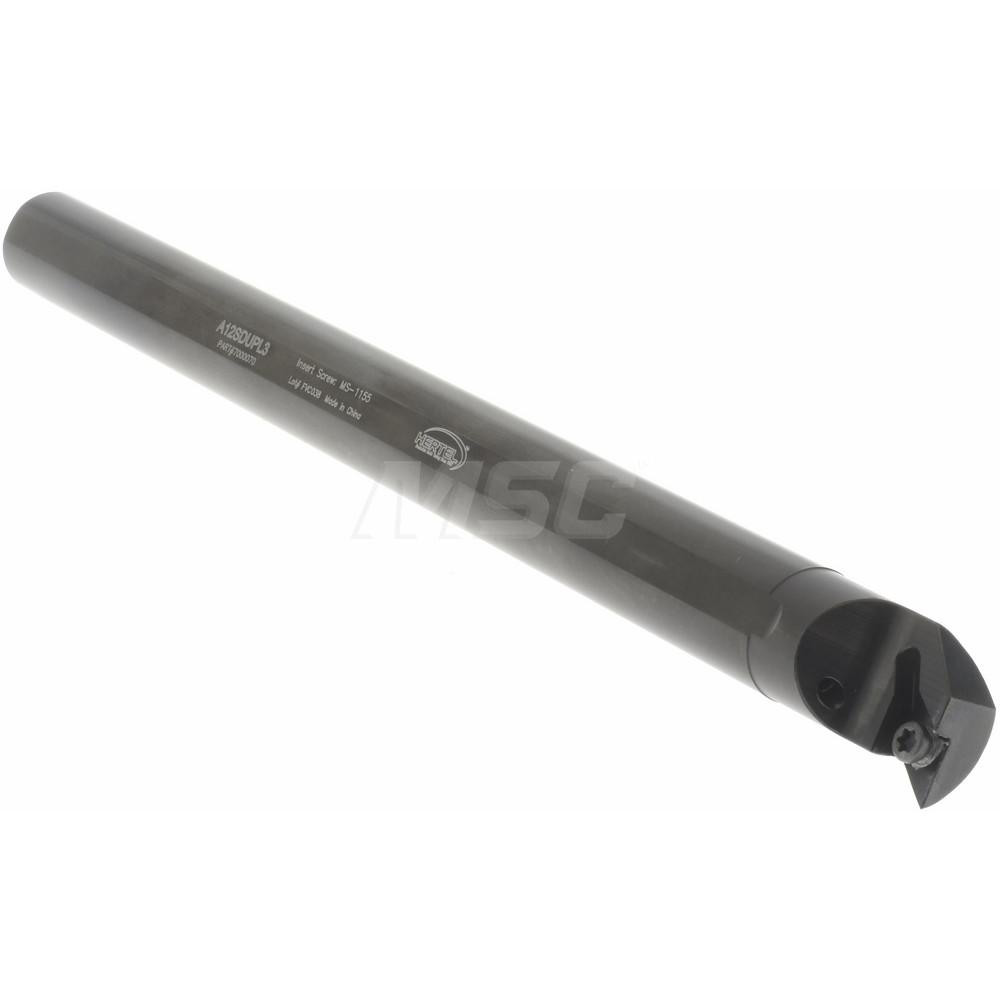 Hertel Indexable Boring Bar: A12SDUPL3 3/4", 0.9800" Min Bore, Left Hand, -3 deg Lead, Steel - 7000070