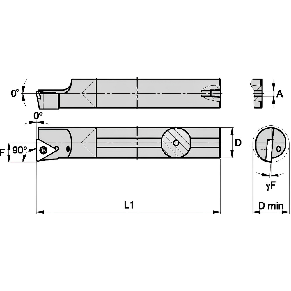 Kennametal Indexable Boring Bar: E12STFPR3 KWH, 23.62 mm Min Bore, Right Hand, 19.05 mm Shank Dia, Solid Carbide - 1102784