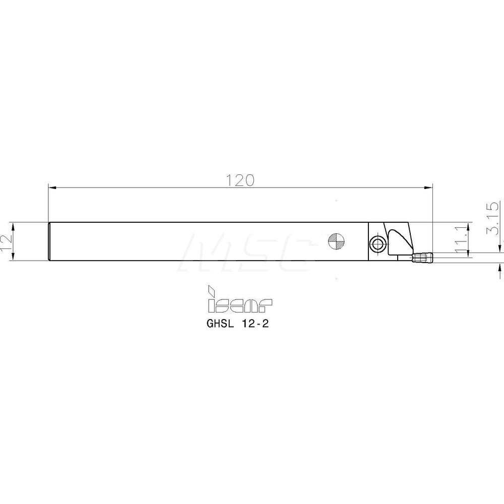 Iscar Indexable Grooving Toolholder: GHSL 12-2 I, External, Left Hand, 25 mm Max Workpiece Dia - 2800491