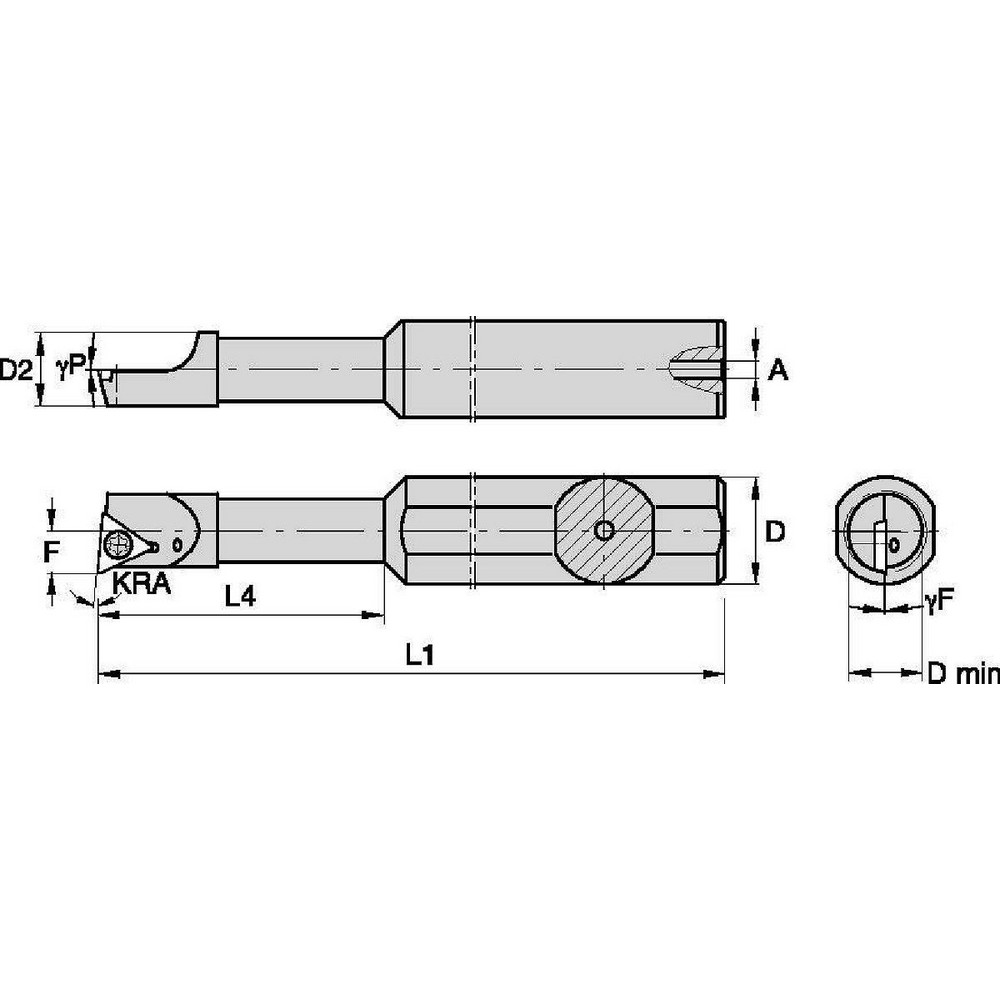 Widia Indexable Boring Bar: QSBI375750155R, 0.4380" Min Bore, Right Hand, -5 deg Lead, Steel - 2825801