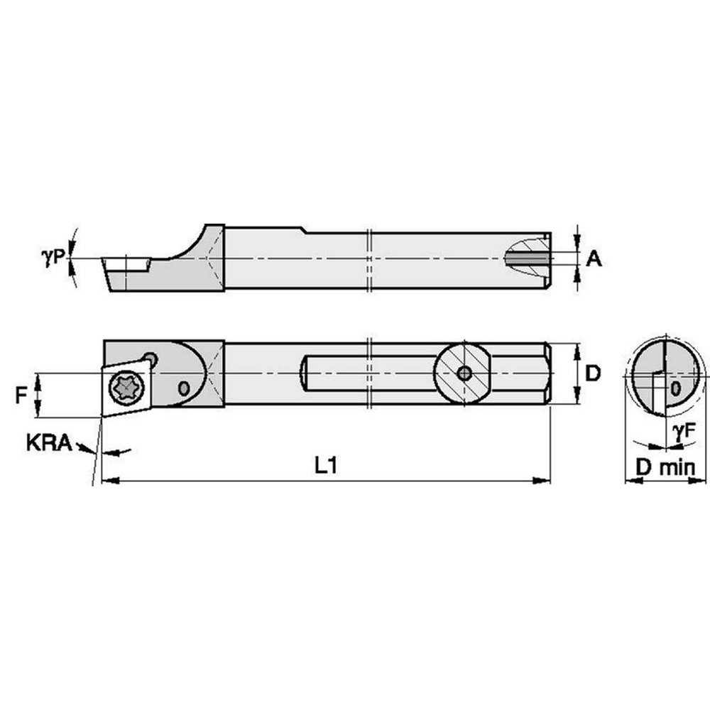 Widia Indexable Boring Bar: CCBI18745R, 0.2180" Min Bore, Right Hand, 95 deg Lead, Solid Carbide - 2832183