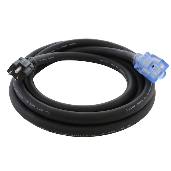 Ac Works SOOW; Cold Weather Extension Cord, 10 AWG, Indoor/Outdoor, 10/3, 1 Outlets, Black, Rubber, Nylon - SD515520-050