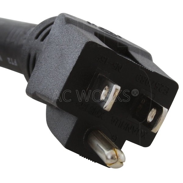 Ac Works SOOW; Cold Weather Extension Cord, 10 AWG, Indoor/Outdoor, 10/3, 1 Outlets, Black, Rubber, Nylon - SD515520-050