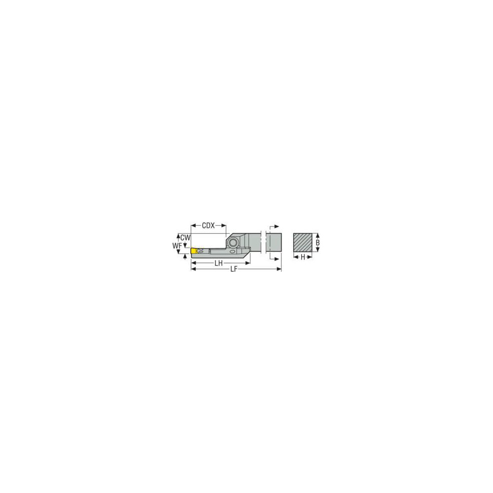 Seco Indexable Grooving Toolholder: CFOR100 06D-L19.7 8.00, External, Right Hand - 02703388