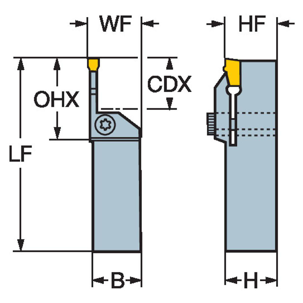 Sandvik Coromant Indexable Grooving Toolholder: RB151.23-24-80, Internal, Right Hand - 5738778