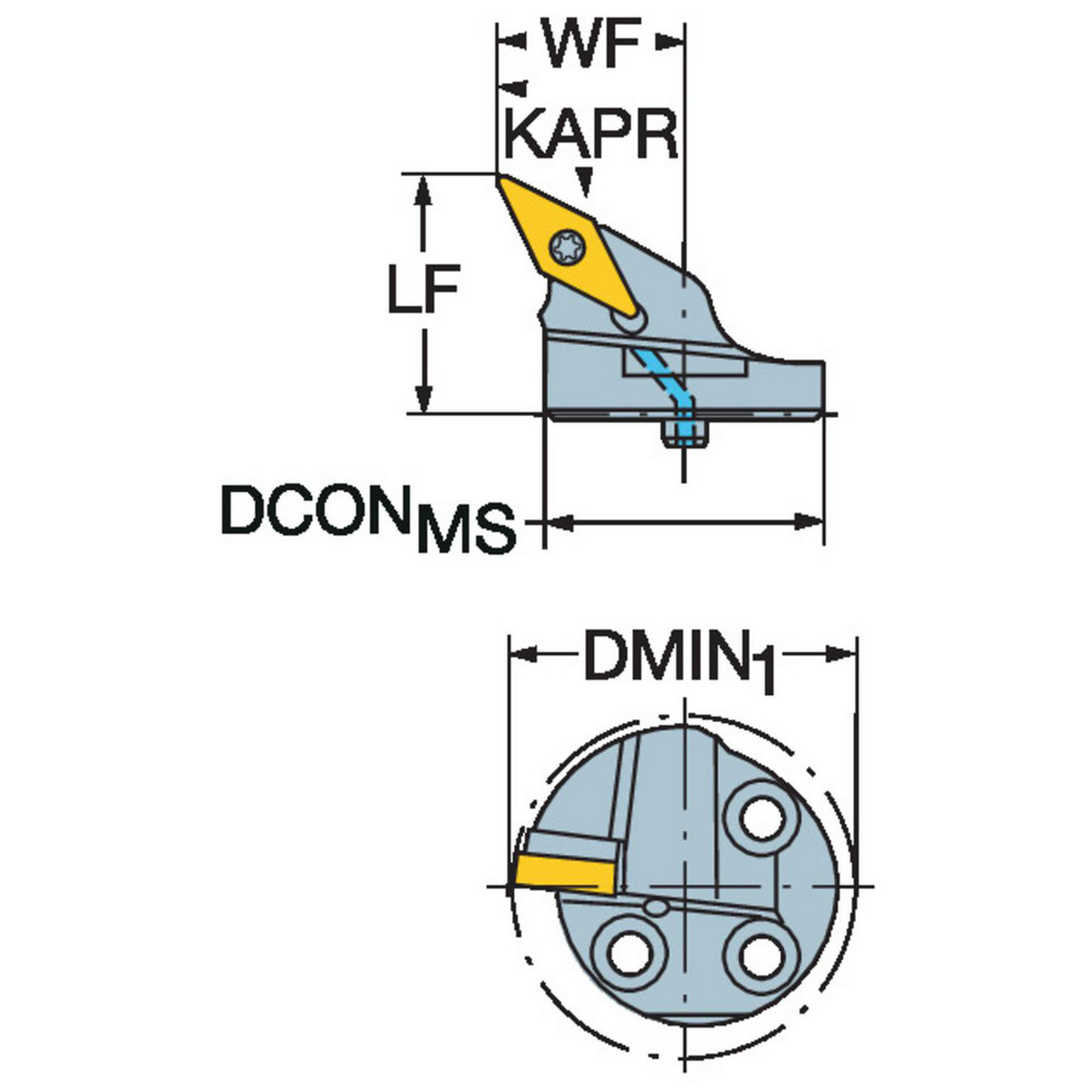 Sandvik Coromant Modular Turning & Profiling Head: Size 25, 28 mm Head Length, Left Hand - 5755450