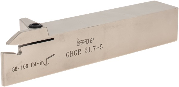 Iscar Indexable Grooving-Cutoff Toolholder: GHGR 25.4-5, 0.185 to 1/4" Groove Width, 1" Max Depth of Cut, Right Hand - 2800269