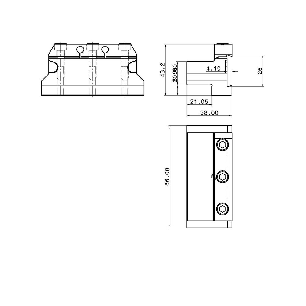 Tungaloy Tool Block Style CTBU, 26mm Blade Height, 86mm OAL, Indexable Cutoff Blade Tool Block - 2300757