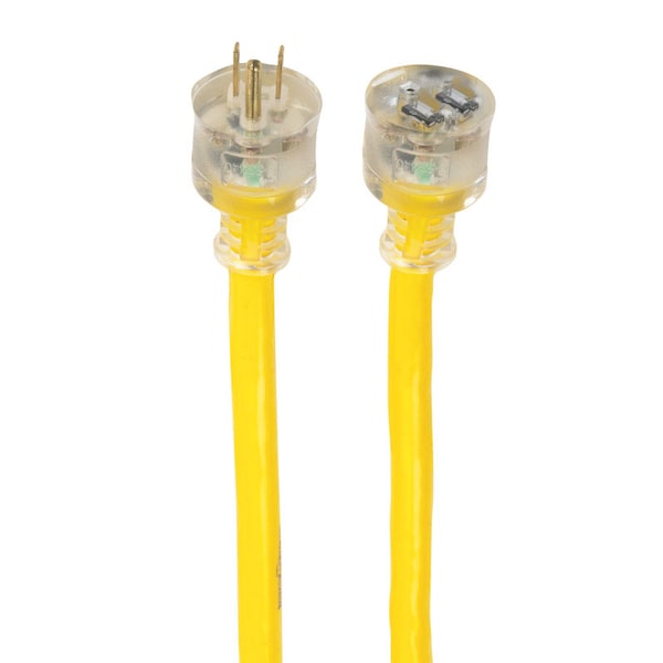 Yellow Jacket Extension Cord, 10 AWG, Indoor/Outdoor, 10/3, Yellow, 100 ft - 2806