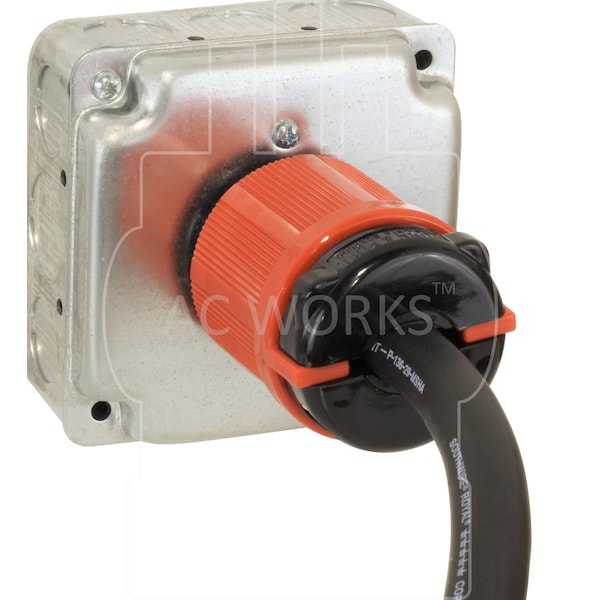 Ac Works SOOW; Cold Weather Extension Cord, 10 AWG, Indoor/Outdoor, 10/3, 1 Outlets, Black, Rubber, Nylon - L630PR-075