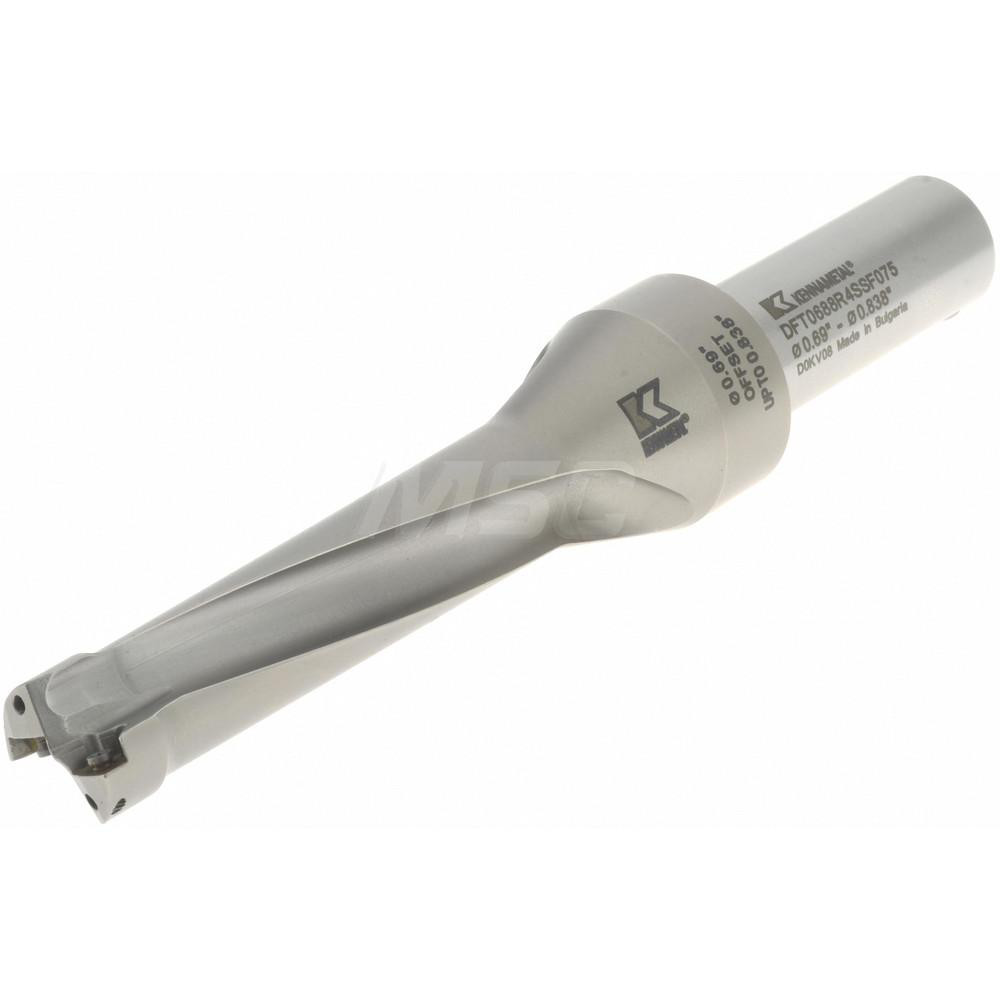 Kennametal Indexable Insert Drill: DFT0688R4SSF075, 0.8380" Max Dia, 2.7500" Max Depth, 4xD, 0.7500" Shank Dia - 1522175