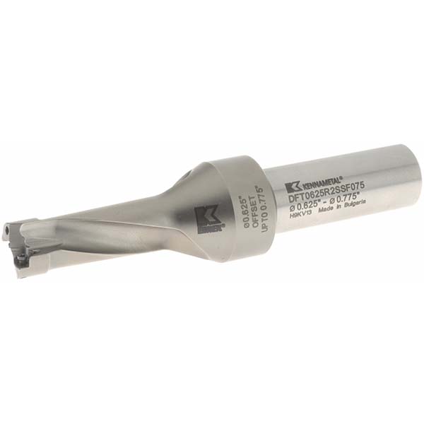 Kennametal Indexable Insert Drill: DFT0688R4SSF075, 0.8380" Max Dia, 2.7500" Max Depth, 4xD, 0.7500" Shank Dia - 1522175