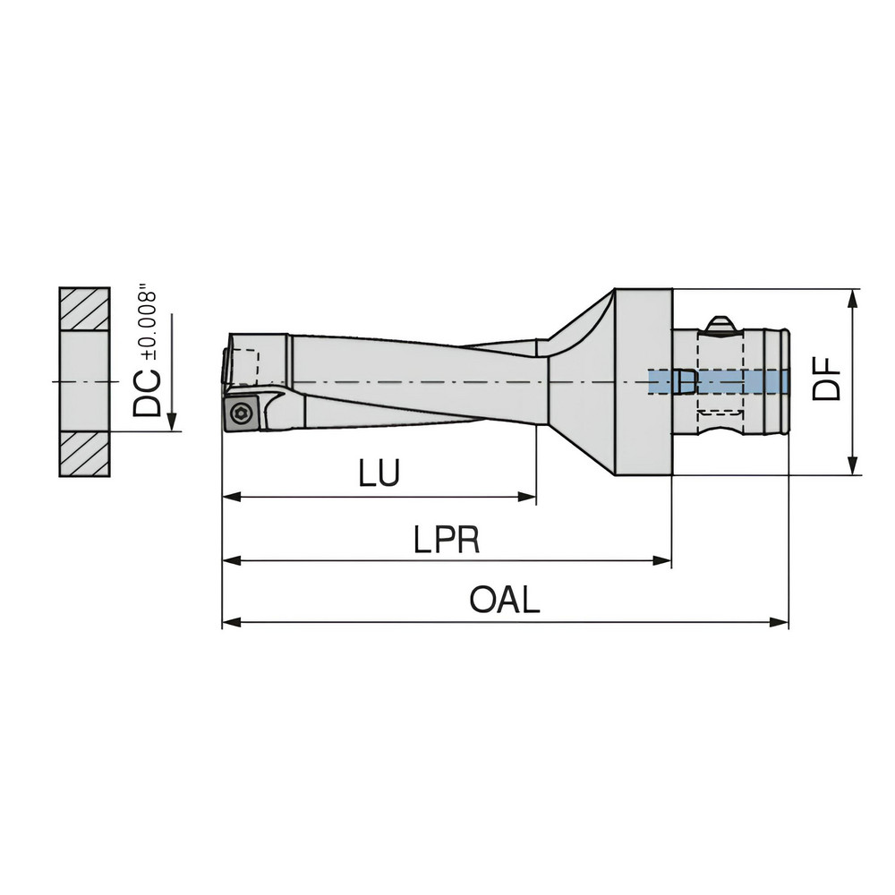 Komet Indexable Insert Drill: KUBQ3D1156R09ABS50F, 1-5/32" Max Dia, 3xD - 1588029495