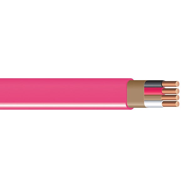 Southwire NM-B, Non-Metallic Building Cable, Copper, 10 AWG, 3C with Ground, Pink, Solid, 50 ft - 63948522