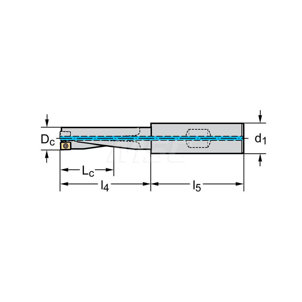 Walter Indexable Insert Drill: B3213.U3F.0127.Z01.3, 1/2" Max Dia, 1-1/2" Max Depth, 3xD, 3/4" Shank Dia - 5027629