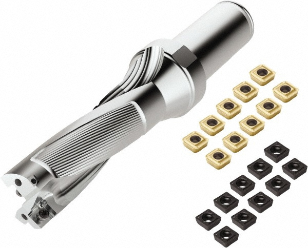 Seco Indexable Insert Drill: SD524-1000-400-1250R7, 1" Max Dia, 4" Max Depth, 4xD, 1-1/4" Shank Dia - 03080302