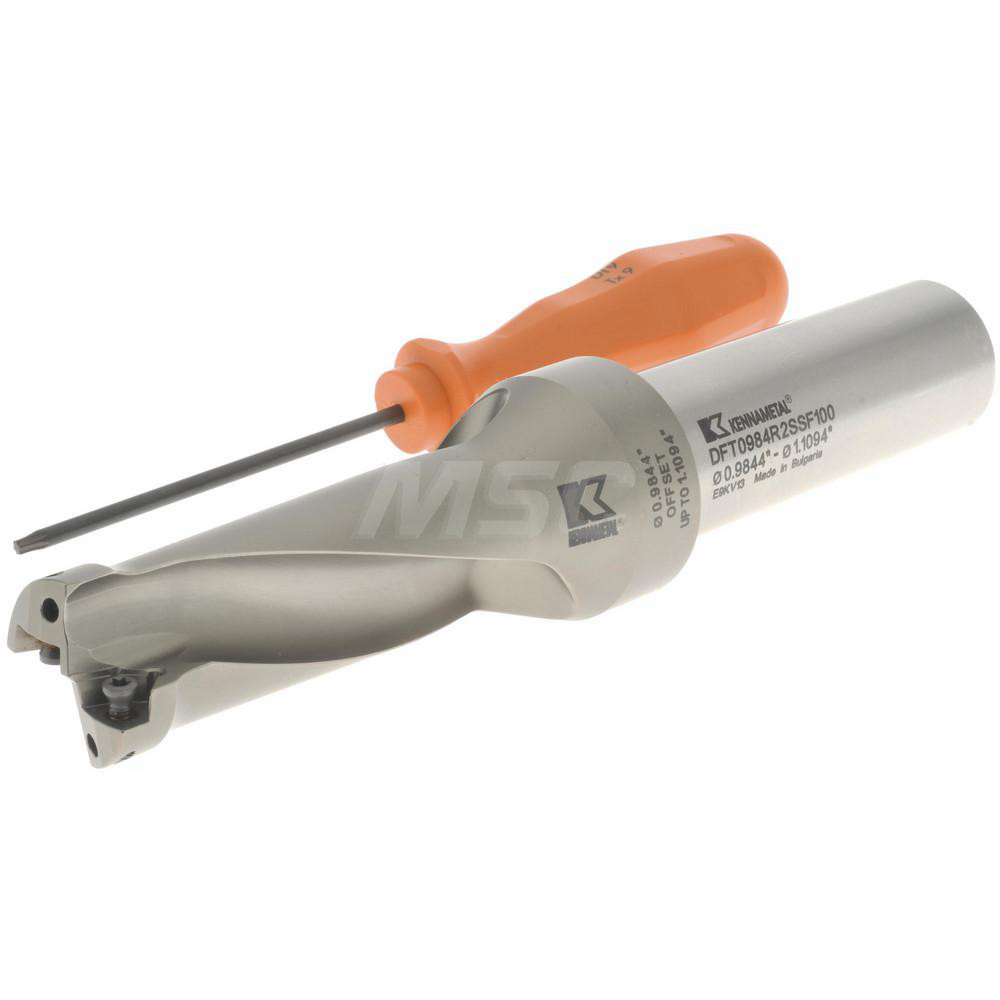 Kennametal Indexable Insert Drill: DFT0984R2SSF100, 1-7/64" Max Dia, 2-1/2" Max Depth, 2.5xD, 1" Shank Dia - 1527687