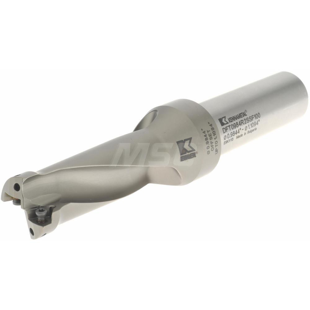 Kennametal Indexable Insert Drill: DFT0984R2SSF100, 1-7/64" Max Dia, 2-1/2" Max Depth, 2.5xD, 1" Shank Dia - 1527687
