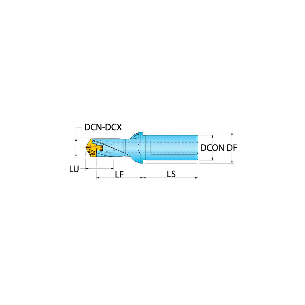 Ingersoll Cutting Tools Replaceable-Tip Drill: 6.5 to 6.9 mm Dia, 10 mm Max Depth, 12 mm Weldon Flat Shank - 6132161
