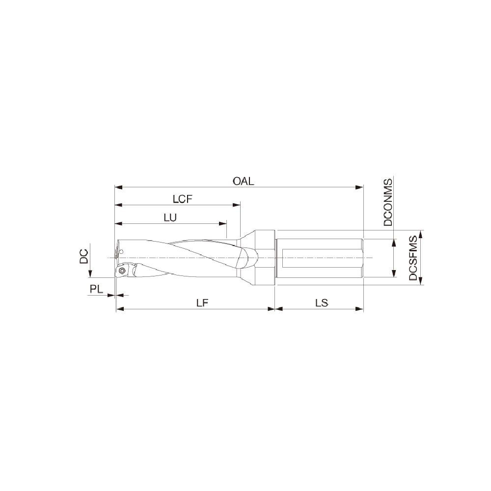 Tungaloy Indexable Insert Drill: TDXU-1375FS-03, 1-3/8" Max Dia, 4-1/8" Max Depth, 3xD, 1-1/2" Shank Dia - 6718576